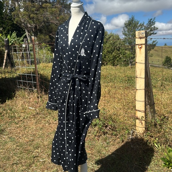 Lauren Ralph Lauren Polka Dot Black White Embroidered logo Cotton Retro Classic - Picture 3 of 6